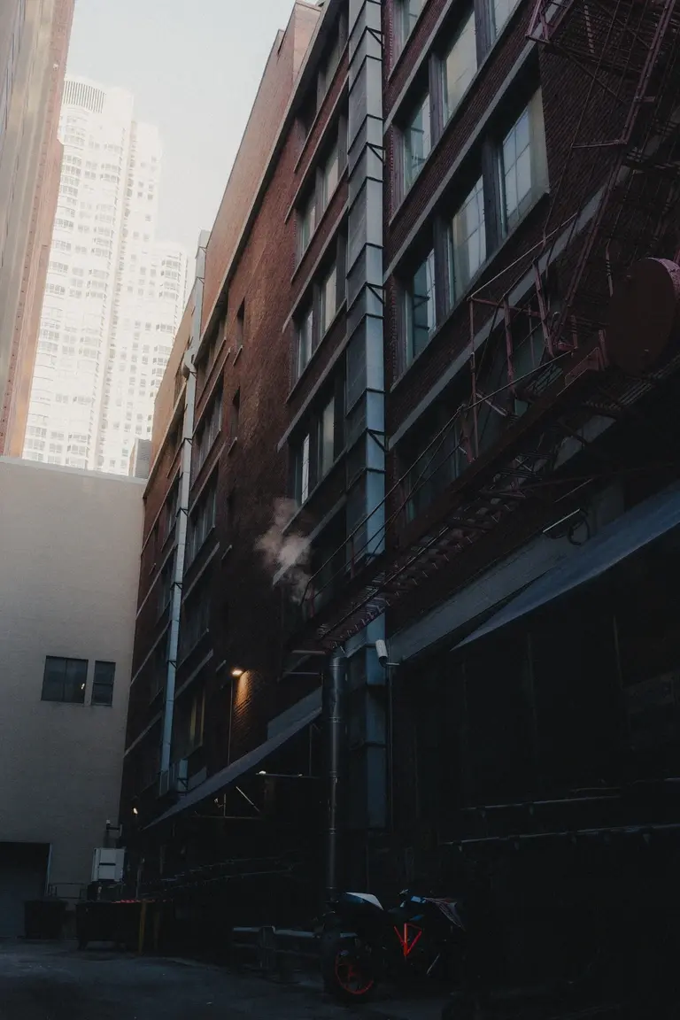 Alley way in Chicago with motorbike