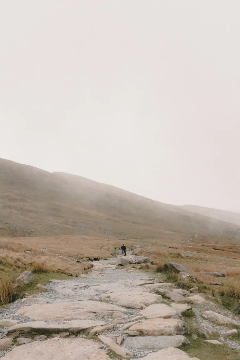 Mountain bike heading down to base of snowdon